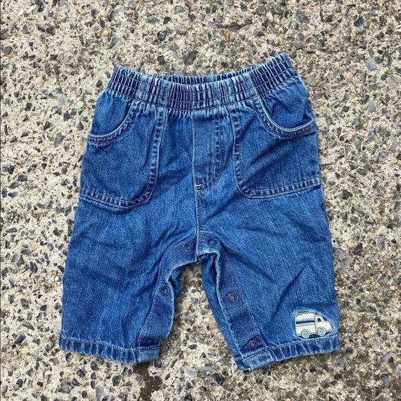 TKS BASICS BABY BLUE JEANS W TRUCK STITCHING 3-6 m - Picture 1 of 5